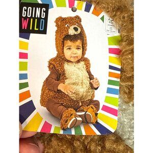 Going Wild Brown Bear costume 6-9m NWT fuzzy plush vest hood feet Halloween